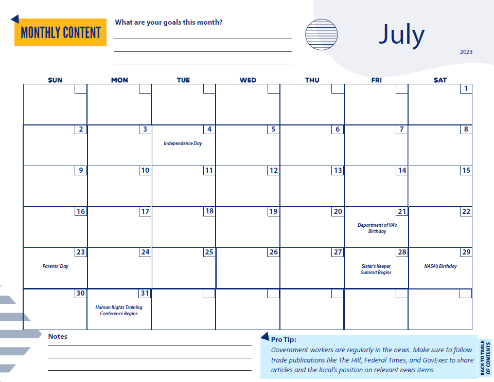 July monthly planner