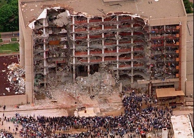 Alfred P. Murrah Federal Building, after the bombing in 1995.