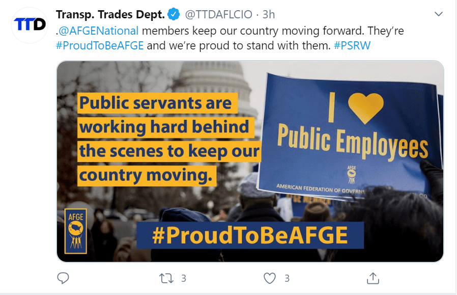 Tweet from Transportation Trades Department