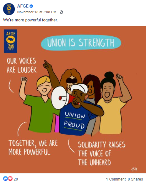 Screenshot of AFGE Facebook post