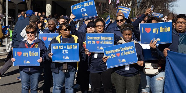 Group of AFGE members marching