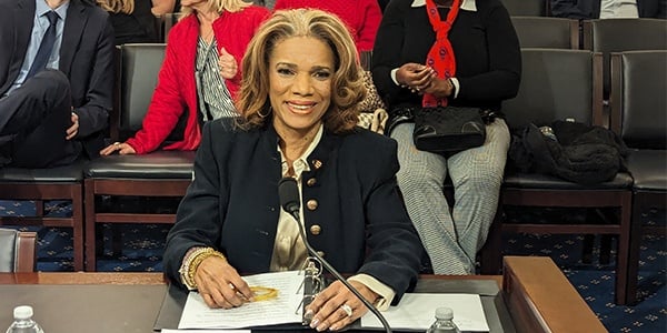 AFGE activist in congressional testimony room