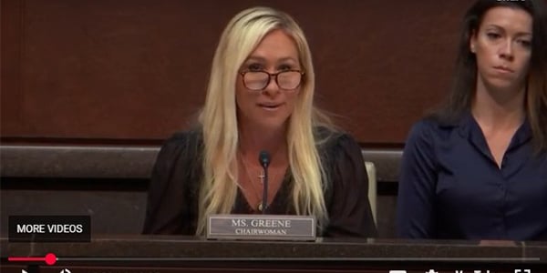 Marjorie Taylor Green at a congressional hearing