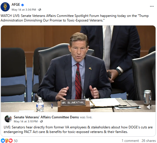 Screenshot of Facebook post