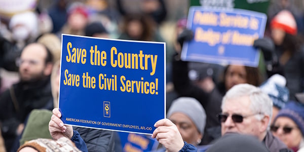 Save the Country, Save the Civil Service rally sign
