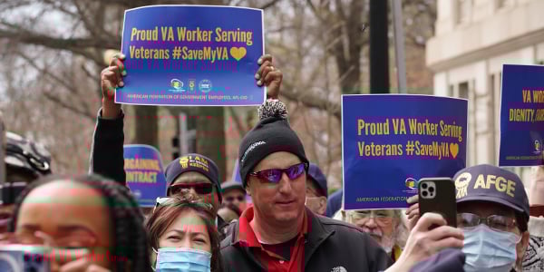 AFGE activists at a VA rally