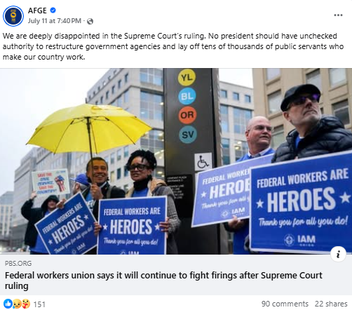 Screenshot of Facebook post