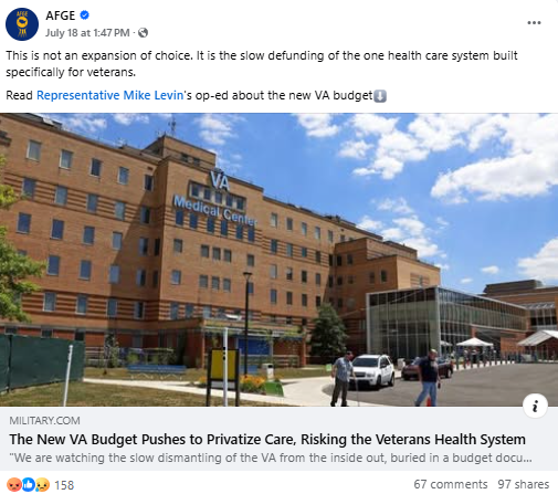 Screenshot of Facebook post