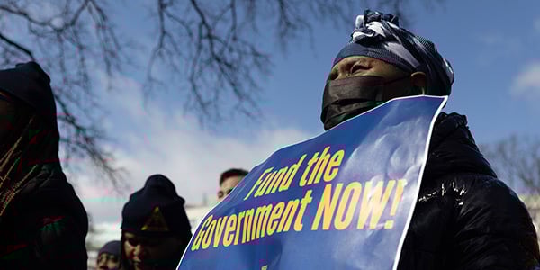 AFGE activist at a rally